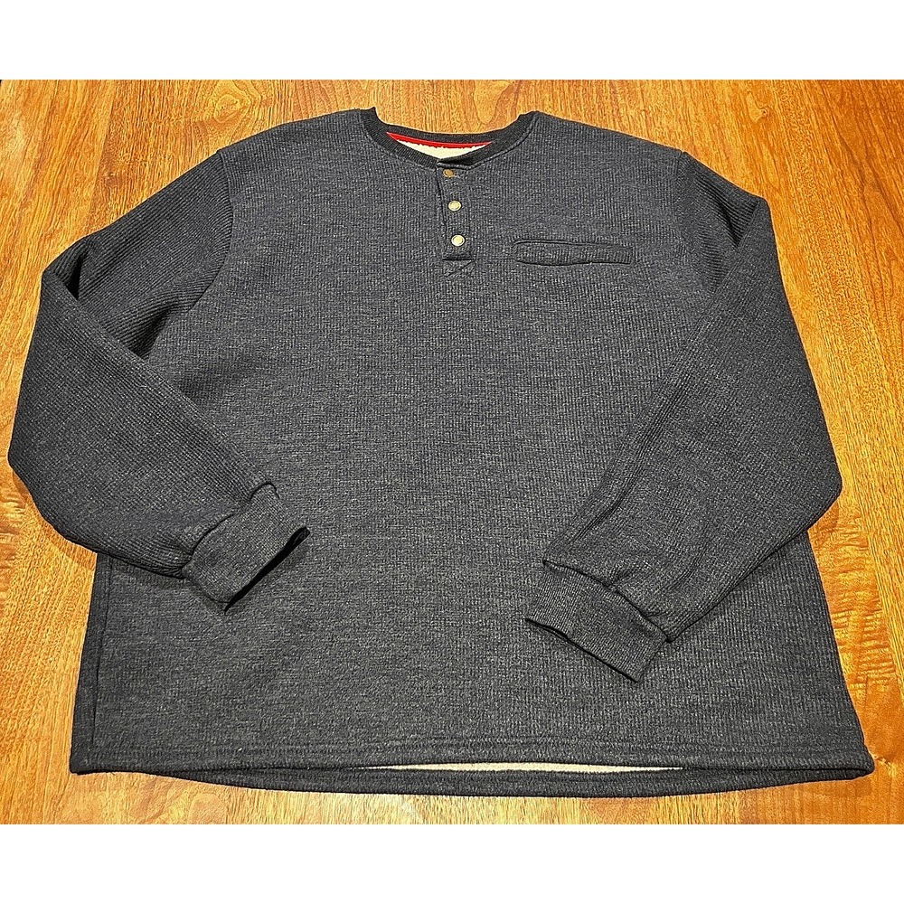 Coleman Henley Shirt Mens XXL Blue Long Sleeve‎ Sherpa Lined Thermal Outdoor